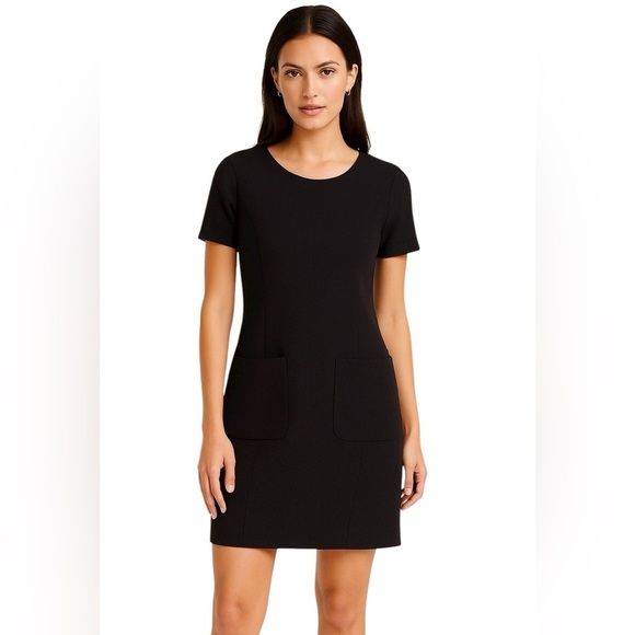 Theory Corti Mini Dress Patch Pockets Minimalist Neutral Capsule Cocktails 2